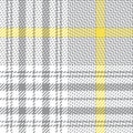 Plaid pattern in grey, yellow, white. Glen checked plaid tartan background texture for jacket, skirt, trousers, blanket. Royalty Free Stock Photo