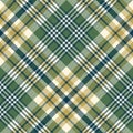Plaid pattern herringbone in green and gold. Seamless large spring summer autumn winter check graphic for scarf, poncho, duvet.