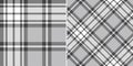 Plaid pattern herringbone in grey and white. Seamless classic spring autumn winter tartan check vector for flannel shirt, scarf.