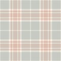 Plaid pattern herringbone texture in grey, pink, beige. Seamless classic spring autumn winter soft pale tartan check vector.