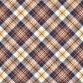 Plaid pattern herringbone vector in blue, orange, yellow, white.