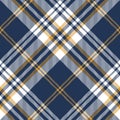 Plaid pattern large in blue, yellow, white. Seamless modern textured large bright check plaid background for fashion shirt.