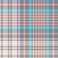 Plaid pattern multicolored in pastel blue, pink, grey, off white. Herringbone textured large seamless tartan check graphic.