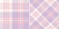 Plaid pattern in pastel lilac purple, pink, white for scarf, blanket, duvet cover, throw, poncho.
