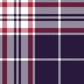 Plaid pattern in purple, red, white. Classic dark contrast seamless herringbone tartan check plaid for flannel shirt, blanket.