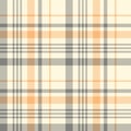 Plaid pattern seamless check in grey, orange, yellow, beige. Asymmetric herringbone light tartan check for womenswear scarf, skirt Royalty Free Stock Photo