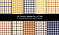 Plaid pattern set. Autumn tattersall in navy blue, brown, yellow, off white for handkerchief, bag, scarf, dress, jacket, coat. Royalty Free Stock Photo
