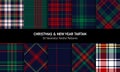 Plaid pattern set for Christmas holiday designs. Dark textured tartan checks in red, green, yellow, navy blue for flannel shirt. Royalty Free Stock Photo