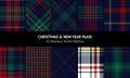 Plaid pattern set for Christmas in red, green, yellow, navy blue. Seamless dark multicolored tartan check plaids for flannel shirt Royalty Free Stock Photo