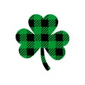 Plaid Pattern Shamrock icon, Green trefoil icon. Clover symbol of St. Patrick's Day, Vector illustration Royalty Free Stock Photo