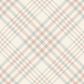 Plaid pattern in soft grey, pink, beige. Tartan vector for picnic blanket, tablecloth, oilcloth, duvet cover.