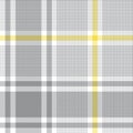 Plaid pattern tartan in grey, yellow, and white. Glen abstract check plaid graphic for jacket, coat, blanket, duvet cover. Royalty Free Stock Photo