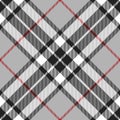 Plaid pattern Thomson tartan in grey, red, black, white. Seamless classic diagonal Scottish tartan check.