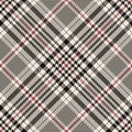 Plaid pattern tweed in black, red, white. Seamless abstract diagonal glen tartan check illustration for spring autumn winter. Royalty Free Stock Photo