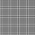 Plaid pattern tweed in black and white. Seamless tattersall vector graphic for jacket, coat, skirt, dress.