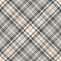 Plaid pattern tweed check vector in grey and beige. Seamless abstract tartan plaid background graphic for skirt, blanket, throw. Royalty Free Stock Photo