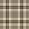 Plaid pattern tweed in gold, black, beige for spring autumn winter. Seamless neutral tartan check vector illustration for dress. Royalty Free Stock Photo