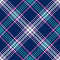 Plaid pattern vector in blue, pink, green, white. Seamless spring summer bright tartan check plaid graphic for womenswear flannel. Royalty Free Stock Photo