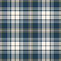 Plaid pattern vector for flannel in blue, gold, off white. Seamless herringbone textured spring summer autumn winter tartan check. Royalty Free Stock Photo