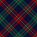 Plaid pattern vector in red, green, yellow, navy blue. Seamless Christmas tartan check plaid graphic for flannel shirt, skirt. Royalty Free Stock Photo