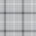 Plaid pattern windowpane in grey and white. Simple large monochrome striped tartan check plaid graphic vector background.