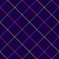 Plaid pattern windowpane tartan in navy blue, pink, green, yellow. Seamless bright tartan pixel check vector for jacket, coat.