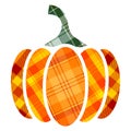 Plaid Pumpkin in applique or patchwork style. Plaid Pumpkin for Halloween and Thanksgiving decorative design.