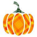 Plaid Pumpkin in applique or patchwork style. Plaid Pumpkin for Halloween and Thanksgiving decorative design.