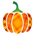 Plaid Pumpkin in applique or patchwork style. Plaid Pumpkin for Halloween and Thanksgiving decorative design.