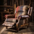 Rustic Flannel Recliner: Vintage Charm In Deconstructed Americana Style
