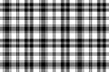 Plaid seamless pattern. Black check on white background. Repeated gingham geometric patern. Scottish style for design prints