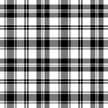 Plaid seamless pattern. Black check on white background. Repeated gingham geometric patern. Scottish style for design prints