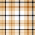 Plaid seamless pattern. Check beige color. Repeating tartan checks design. Repeated scottish fall flannel. Madras fabric prints