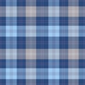 Plaid seamless pattern. Check blue color. Repeating tartan checks design. Repeated scottish fall flannel. Madras fabric prints