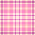 Plaid seamless pattern. Check pink color. Repeating tartan checks design. Repeated scottish fall flannel. Madras fabric prints