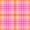 Plaid seamless pattern. Check pink color. Repeating tartan checks design. Repeated scottish fall flannel. Madras fabric prints