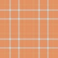 Plaid seamless pattern in orange. Check fabric texture. Vector textile print