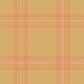 Plaid seamless pattern in orange. Check fabric texture. Vector textile print