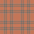 Plaid seamless pattern in orange. Check fabric texture. Vector textile print