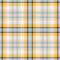 Plaid seamless pattern in yellow. Check fabric texture. Vector textile print