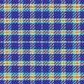 Plaid seamless vector pattern background. Modern tartan style with twill effect blue backdrop. Repeat gingham flannel