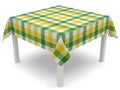 Plaid tablecloth on table, isolated on white background Royalty Free Stock Photo