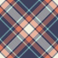 Tartan Scotland blue orange pattern vector.