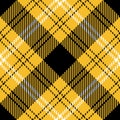 Tartan Scotland yellow black pattern vector.