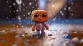 Plaid Toy Figure Standing In Rain And Scottish Robot Swimming In Irn Bru Puddle Royalty Free Stock Photo