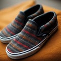 Plaid Vans Slip On Shoes: Tweed Stripes, Black Slippers For Men And Women