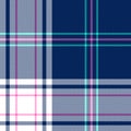 Plaid vector pattern colorful in blue, pink, green, white. Seamless herringbone tartan check in tropical colors for spring summer. Royalty Free Stock Photo