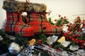 Plaid Winter Boots Royalty Free Stock Photo