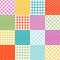 Set of plaid, dots, polka, easter patterns