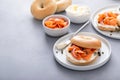 Plain bagel with salmon and cream cheese with fresh dill and capers Royalty Free Stock Photo